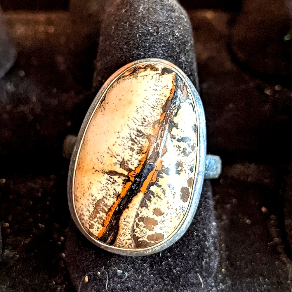 Coffee Bean Jasper .925 silver ring, size 11.5 Men's